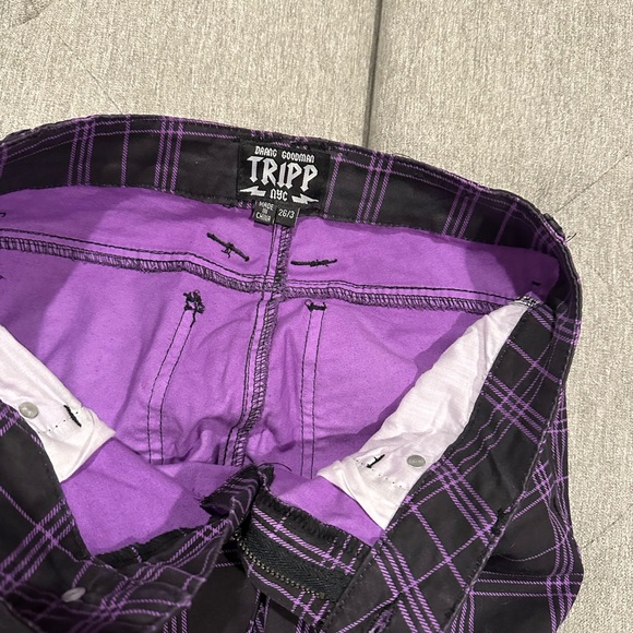 Tripp NYC Black and Purple Plaid Chinos - Picture 10 of 10